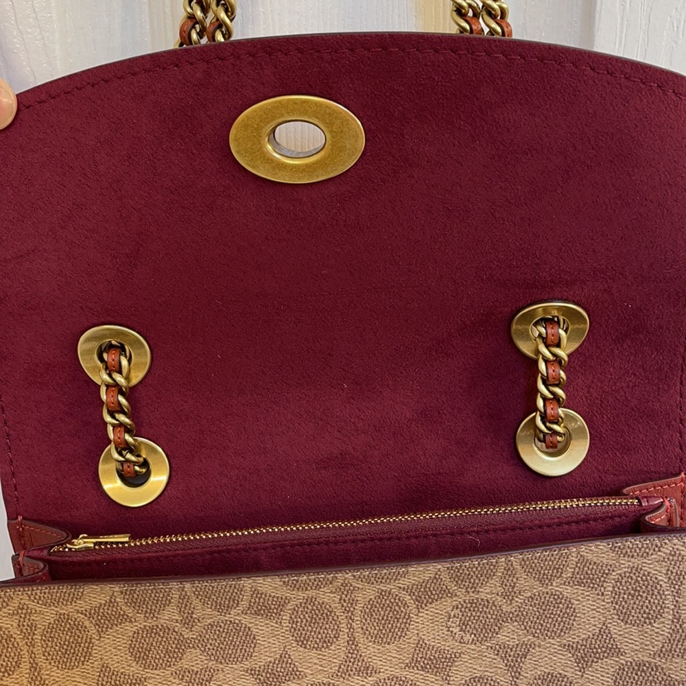 Coach Signature Canvas Crossbody with Red Leather Flap and Gold Hardware - Picture 5 of 8